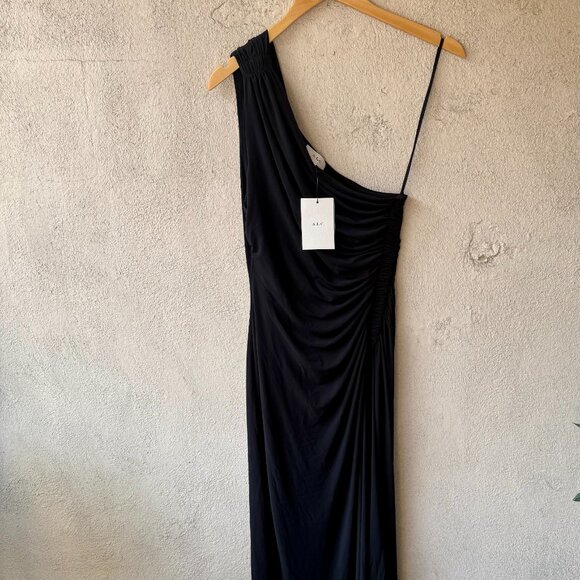 NWT ALC Caroline Midi Dress One Shoulder Black Size Large - Picture 3 of 8